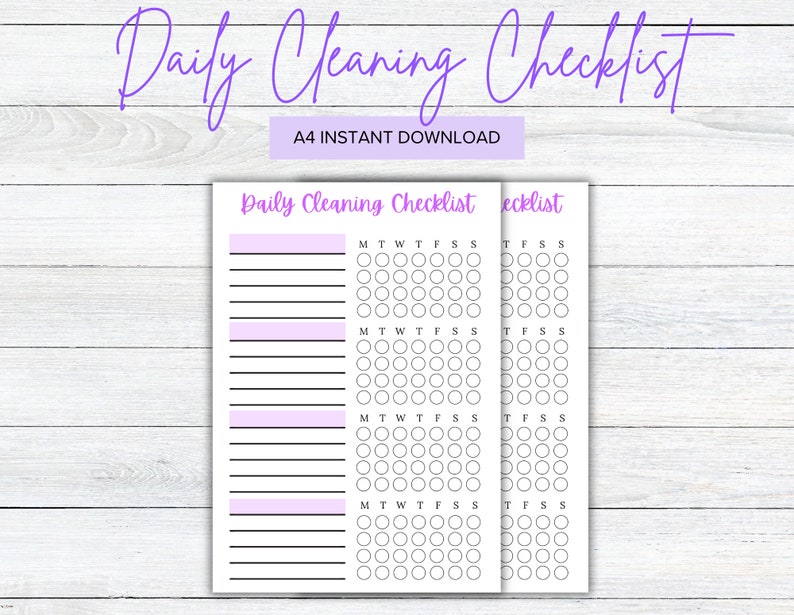 Printable Daily Cleaning Schedule Checklist, Chore Chart Checklist ...