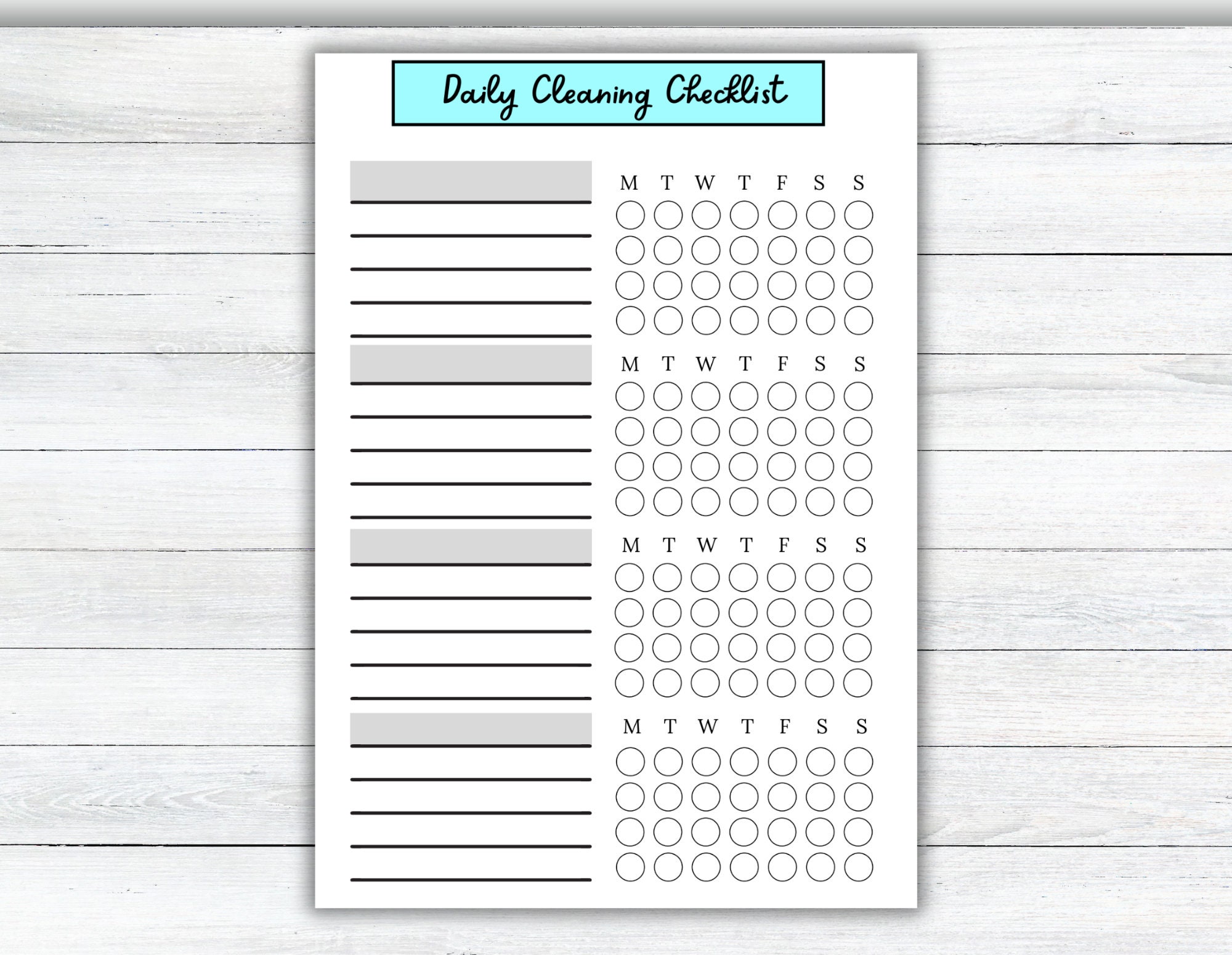 Printable Daily Cleaning Schedule Checklist Chore Chart Checklist