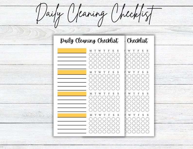 Printable Daily Cleaning Schedule Checklist, Chore Chart Checklist