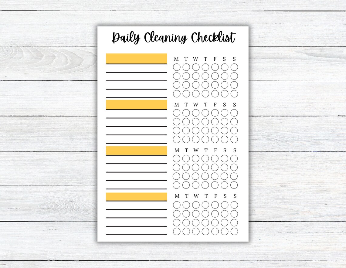 Printable Daily Cleaning Schedule Checklist, Chore Chart Checklist ...