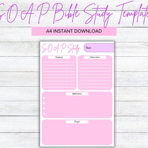 Minimalistic SOAP Bible Study Template, S.O.A.P bible passage summary, bible verse summary, digital bible study, printable bible study