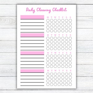 Printable Daily Cleaning Schedule Checklist, Chore Chart Checklist ...