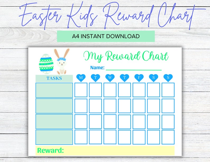 Easter Kids & Toddler Reward Chart Printable, Daily Weekly Reward Chart ...