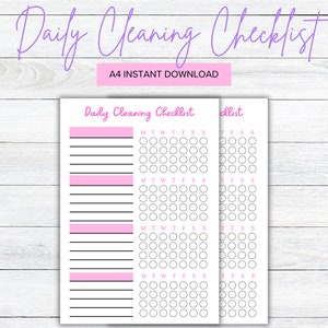 Printable Daily Cleaning Schedule Checklist, Chore Chart Checklist ...
