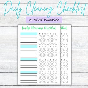 Printable Daily Cleaning Schedule Checklist, Chore Chart Checklist ...