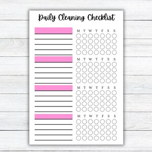Printable Daily Cleaning Schedule Checklist, Chore Chart Checklist ...
