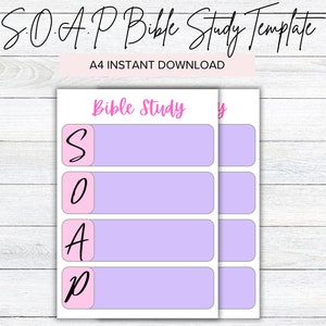 Plantilla de estudio bíblico SOAP, resumen de pasajes bíblicos, resumen de versículos bíblicos, estudio bíblico digital, notas de estudio bíblico imprimibles