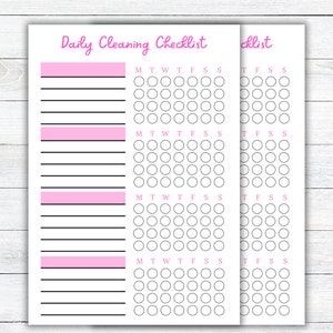 Printable Daily Cleaning Schedule Checklist, Chore Chart Checklist ...