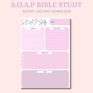 SOAP Bible Study Template, bible passage summary, bible verse summary, digital bible study, pink theme, printable bible study notes