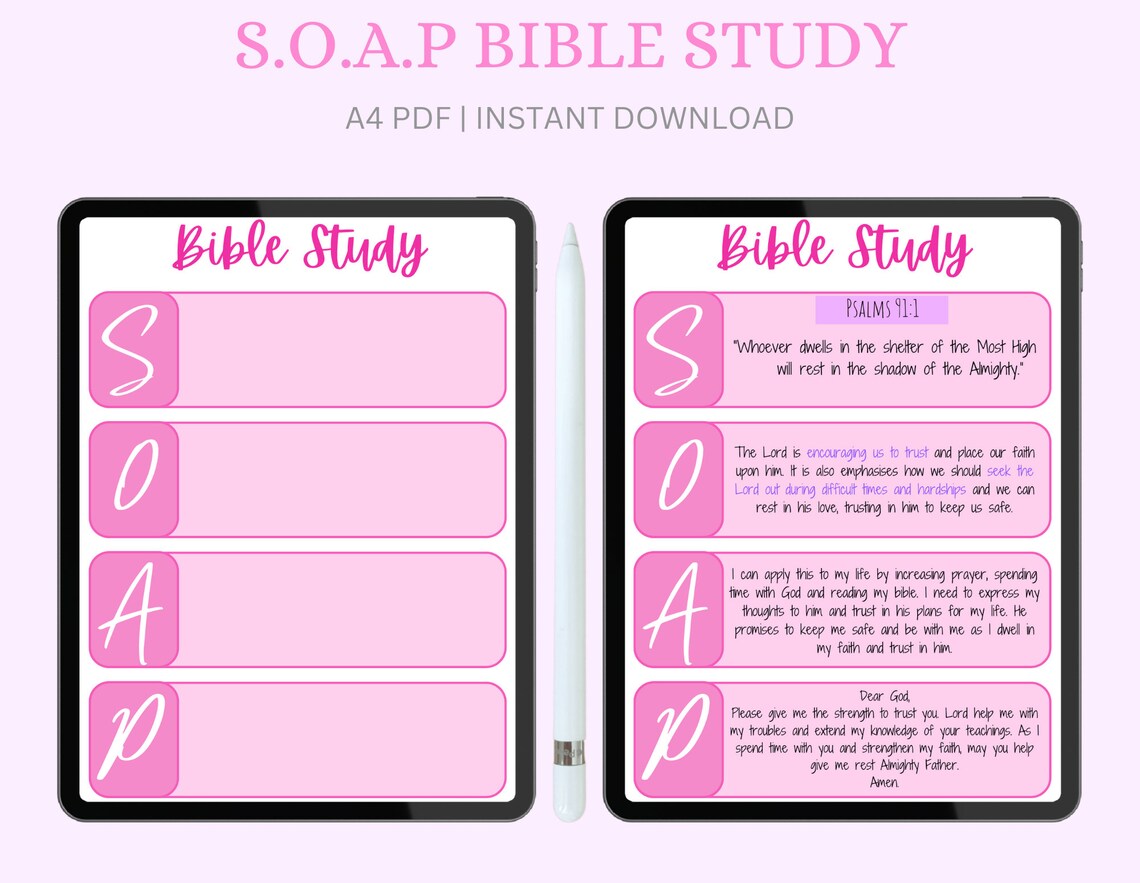 SOAP Bible Study Template, Bible Passage Summary, Bible Verse Summary