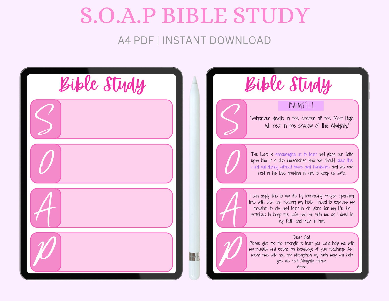 SOAP Bible Study Template, Bible Passage Summary, Bible Verse Summary