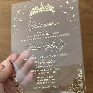 Clear Invitations for Quince, Quinceanera Invitations, Invitation Foil