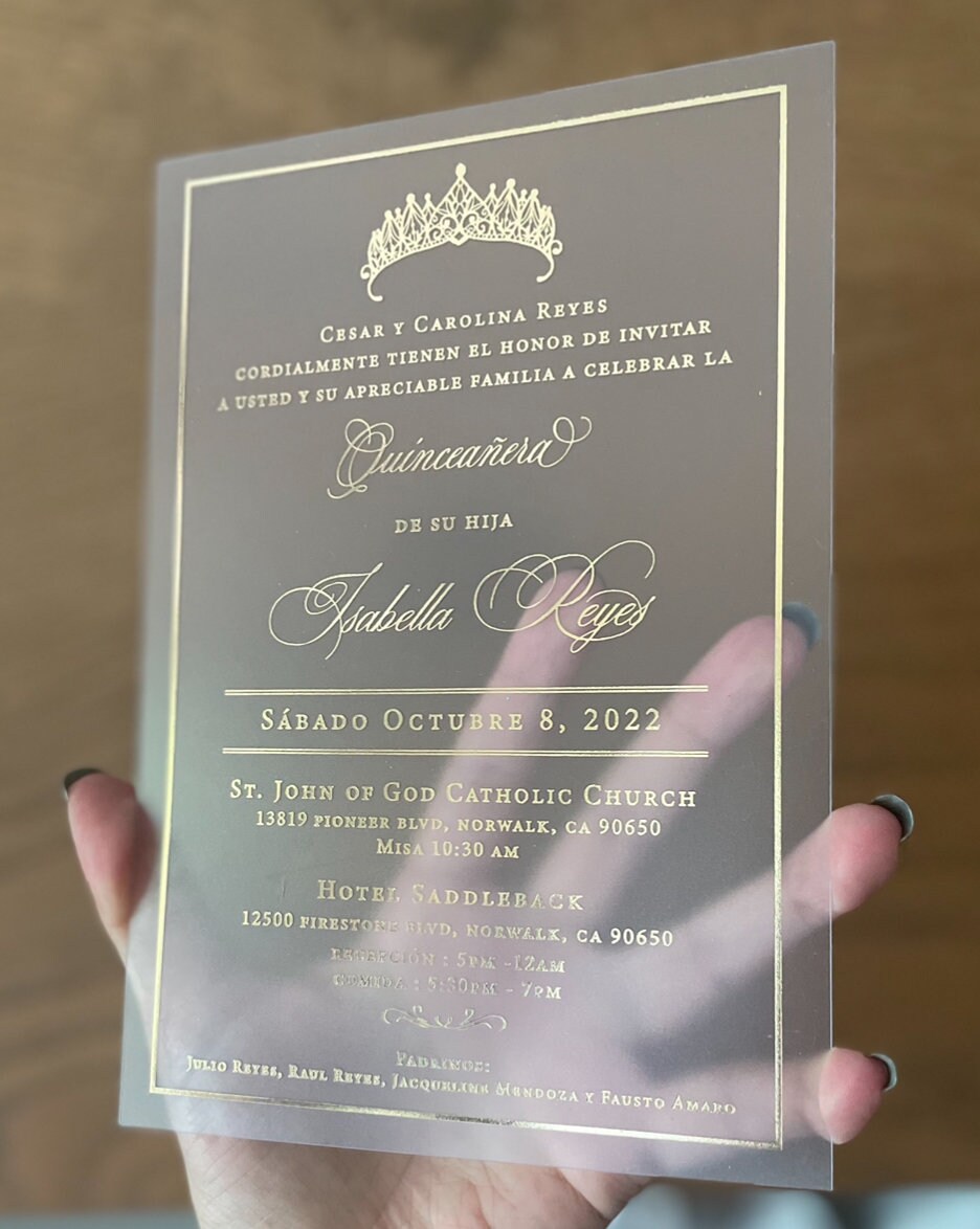 Frosted Acrylic Invitations for Quince Frosted Invitations Etsy