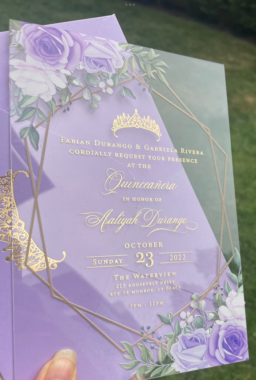 Clear Invitations for Quince, Quinceanera Invitations, Invitation Foil