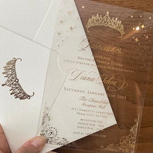 Clear Invitations for Quince, Quinceanera Invitations, Invitation Foil
