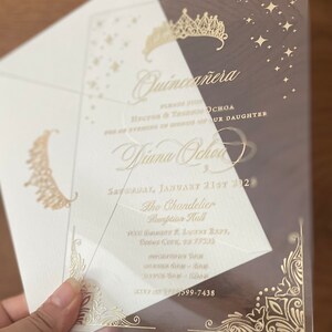 Clear Invitations for Quince, Quinceanera Invitations, Invitation Foil