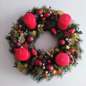 Knstlicher adventskranz rot - Etsy.de