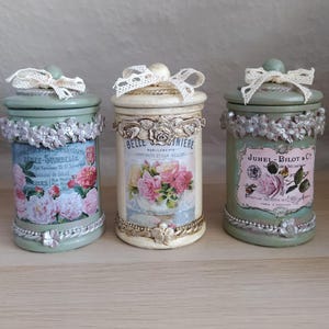 Glas Dosen mit Deckel, Geschenkdose, vintage, shabby chic, französiche Rosen, Decoupage Keksdose