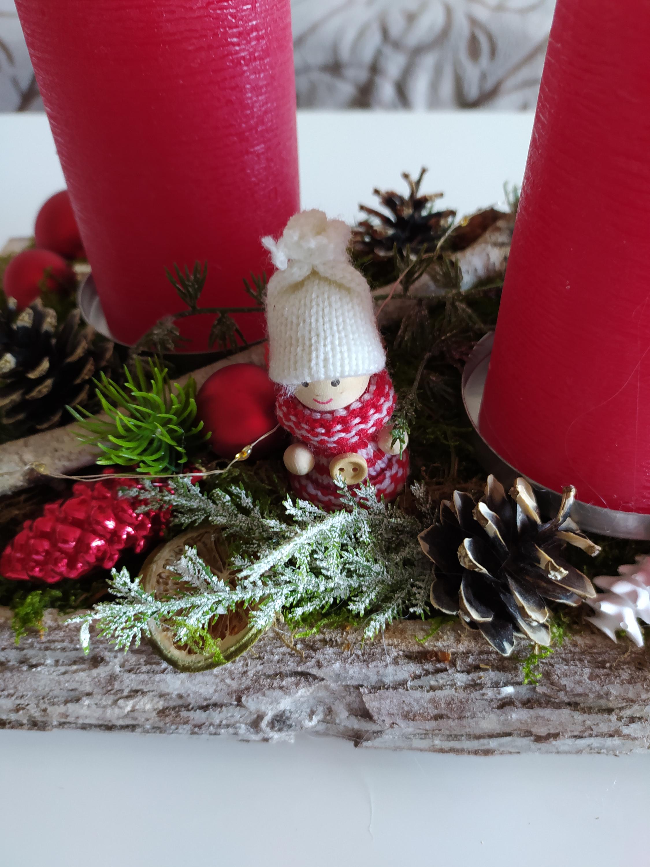 Adventsgesteck Birkenholz Mit 4 Teelichtern