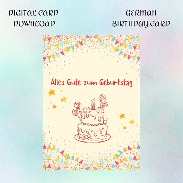 Alles Gute zum Geburtstag | Printable German Birthday Card | Digital Card | German Greeting Card | Birthday Card