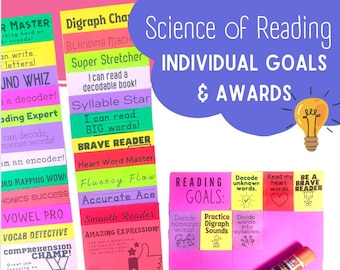 Science of Reading Goals and Awards! (Certificates, Bookmarks, & Bracelets)