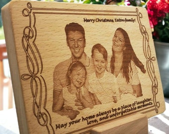 Custom Engraved Family Photo on Wood, Personalized Gift