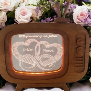 Customized Night Light as Valentines Day Gift, Personalized Will You Marry Me Proposal Lamp Gift for Him, Custom Night Light Bedroom Decor