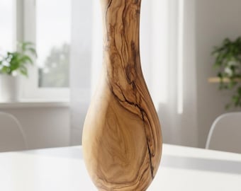 Handmade Olive Wood Vase, Rustic Home Decor, 200-Year-Old Wood