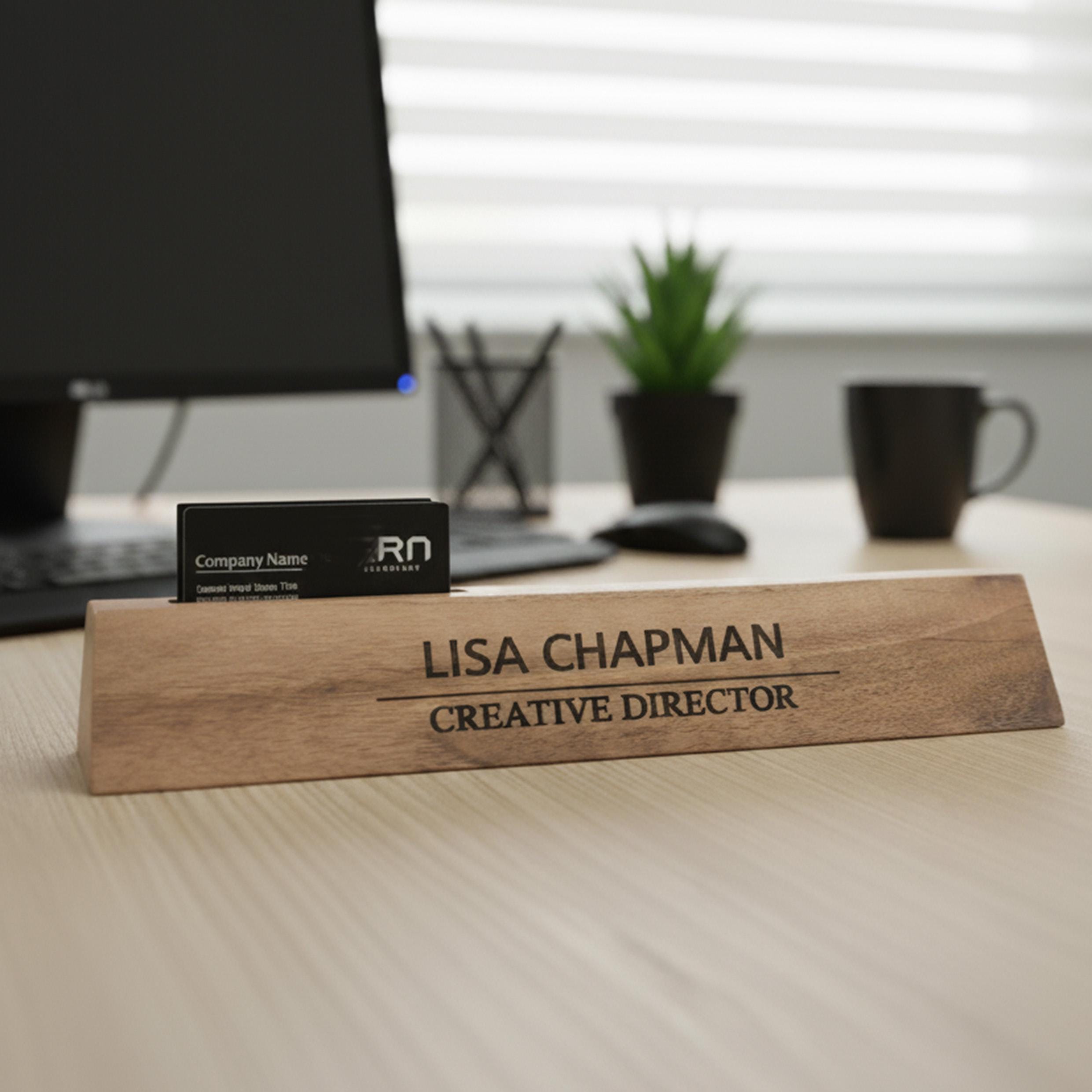 Custom Engraved Walnut Wood Desk Name Plate – Personalized Office Decor ...