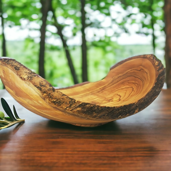 Personalized Olive Wood Bowl  Rustic Decor Unique Gift for Any Occasion, Olive Wood Fruit Bowl Perfect Gift for Housewarming or Weddings