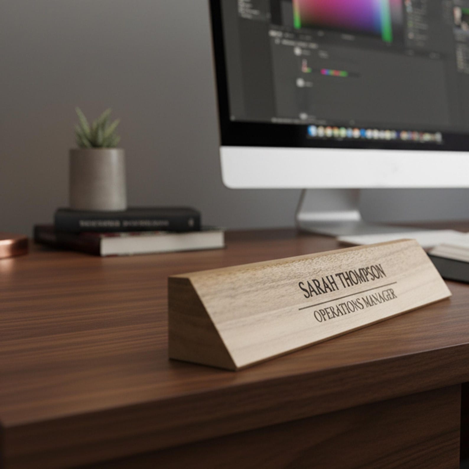 Custom Engraved Walnut Wood Desk Name Plate – Personalized Office Decor ...