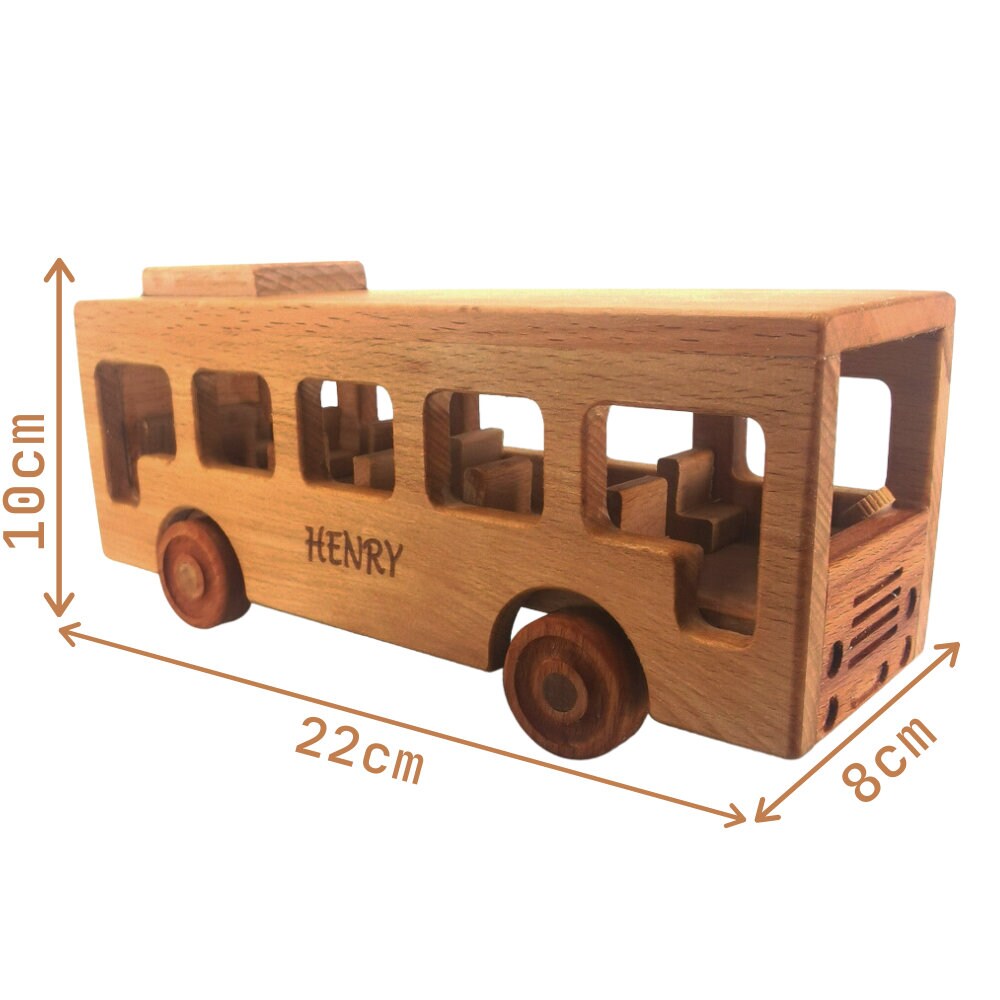 Kit De Autobús De Madera Para Niños – Juguete Educativo De Bloques Naturales Con 4 Muñecos, Ideal Para Manualidades Y Regalos