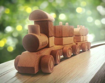 WOODEN TRAIN SET Personalized Wooden Train Montessori Toys Handmade Toys Wooden Kids Toys Organic Baby Toys Handmade Toys