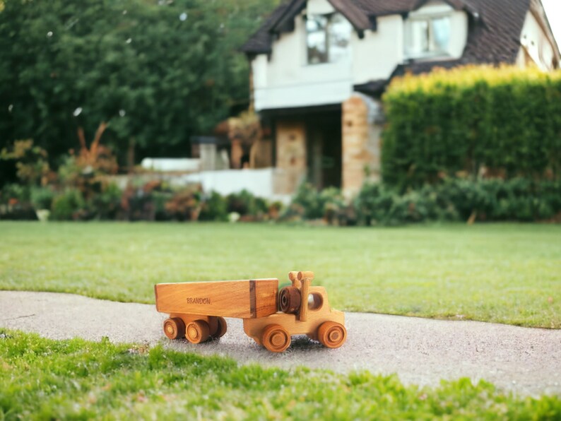 Personalized Wooden Toy Trailer Truck Toddler Toy Semi Truck Etsy