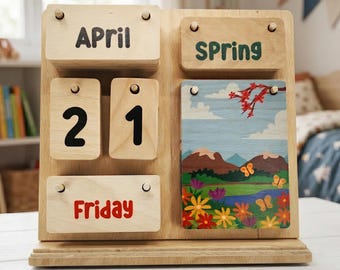 Personalized Montessori Wooden Calendar, Kids Learning Tool