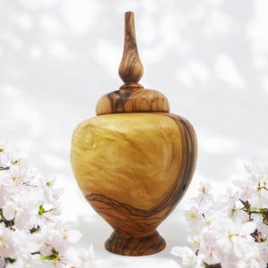 Hand-Turned Olive Wood Lidded Box - Decorative Vase, Rustic Home Decor, Unique Gift, New Home Gift, Housewarming Gift Wood Decor Jewelry box