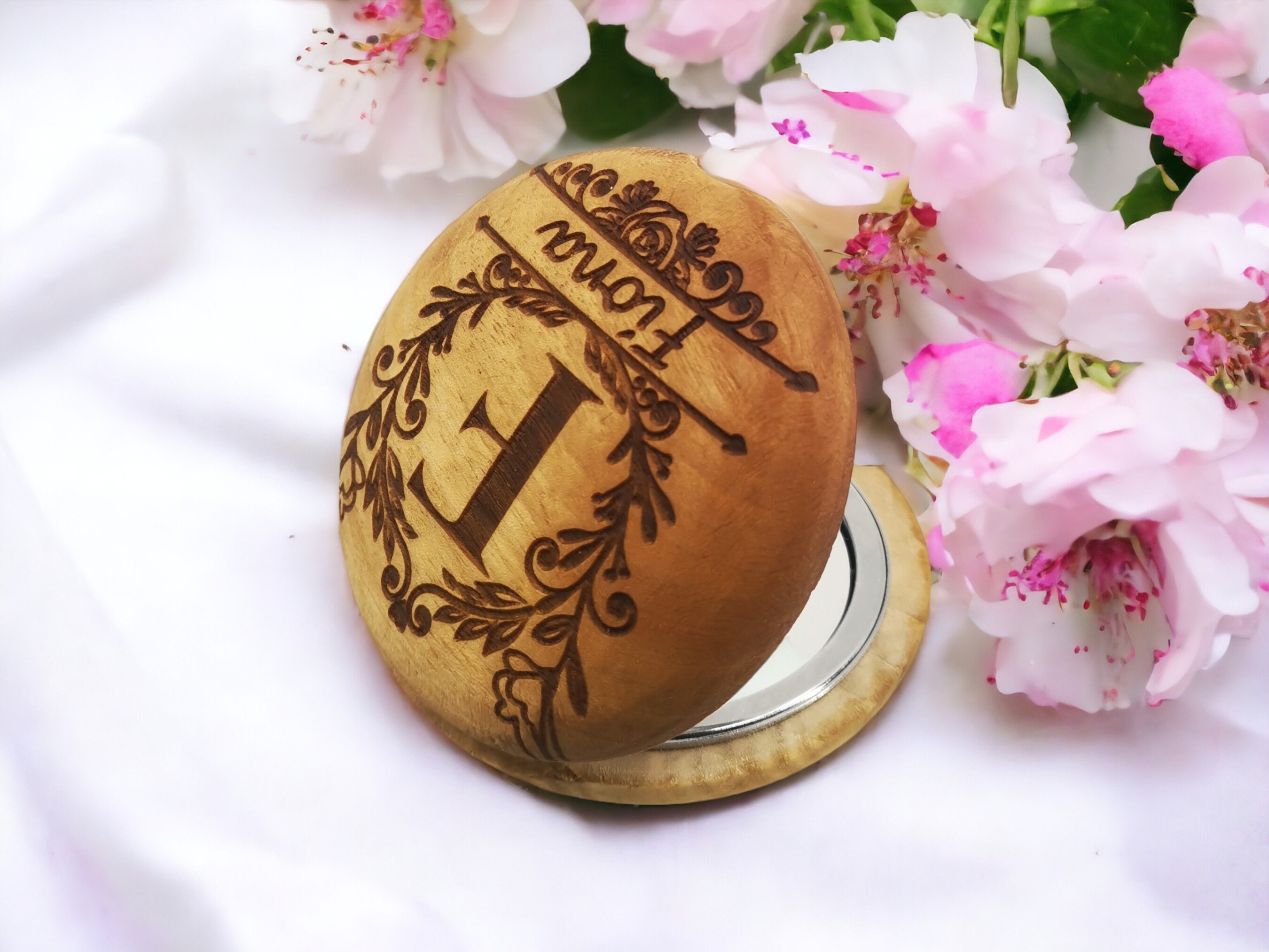 Kompakter Make-up-Spiegel Als Geschenk Für Tochter – Mit Sentimentaler Gravur, Roségold, 65 Mm