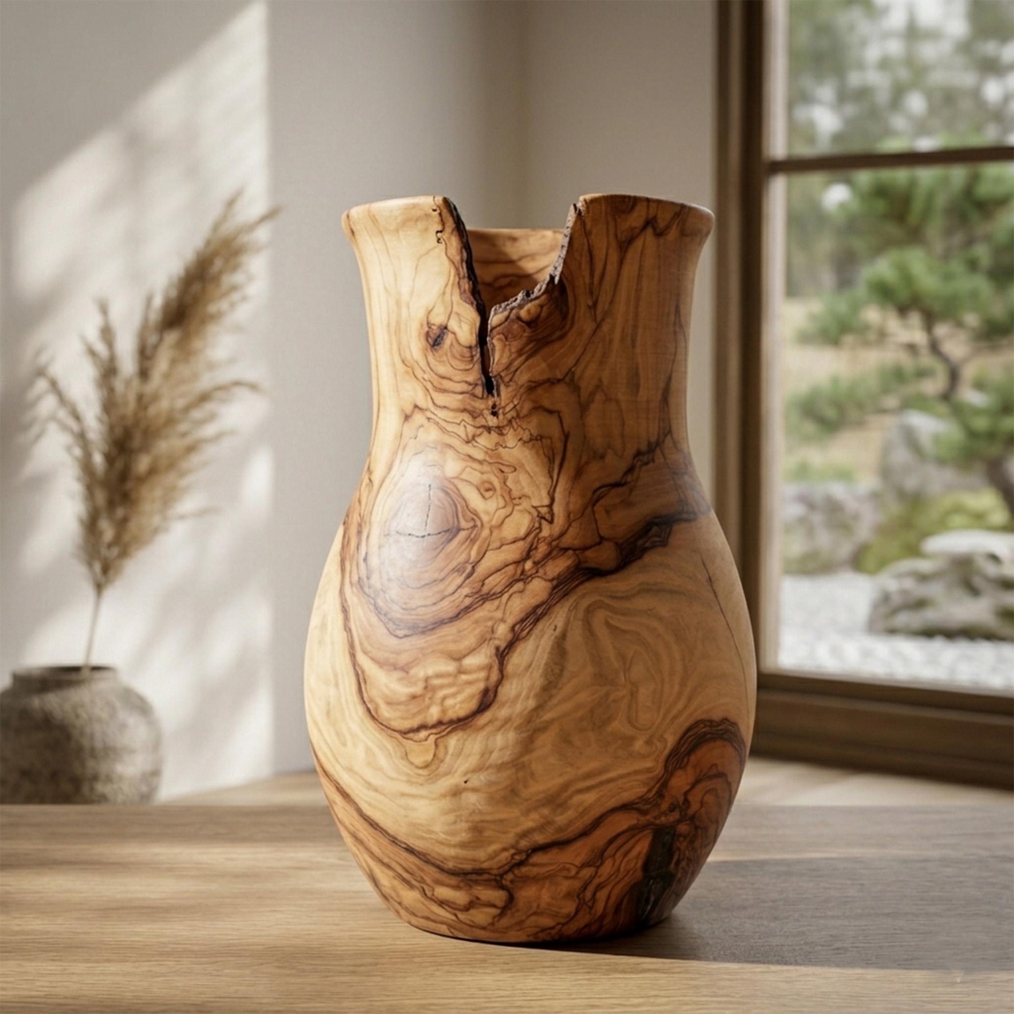 Large wood vase