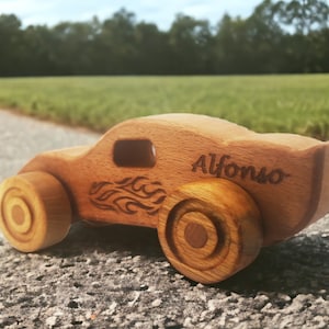 Personalized Beech Wood Toy Car: Custom Name Gift for Toddler