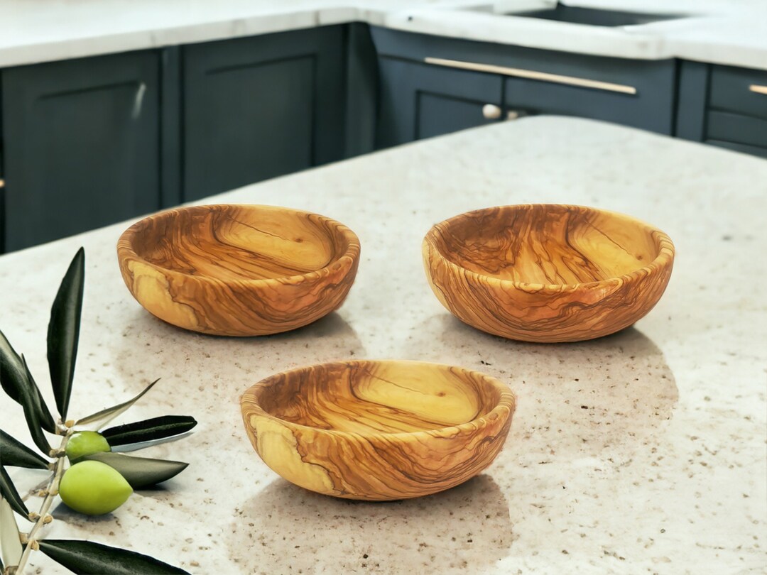 Personalized Hand Carved Olive Wood Bowl Rustic Decor Unique Olive Wood