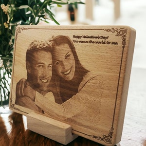 Engraved Wood Photo Valentine&#39;s Day Gift Custom Engraved Wood Picture Anniversary Gift Personalized Gift for Loved Ones Unique Custom Gifts