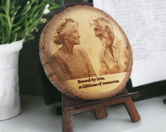 Custom Engraved Photo on Wood Slice, Personalized Gift