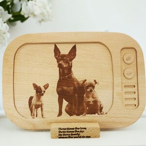 Laser graviertes Holz Haustier Portrait: Personalisiertes Hundegedenkgeschenk