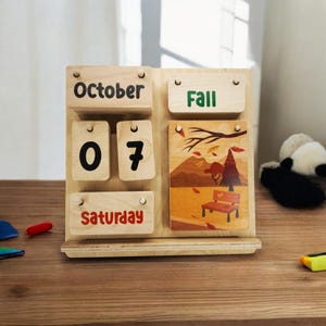 Personlig Montessori-kalender i trä, läromedel för barn bild 12
