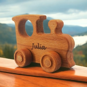 Personalized Wooden Toy Train: Beech Wood Nursery Decor