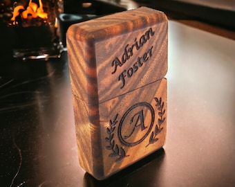 Personalized Walnut Wood Veneer Engraved Lighter Custom Groomsmen Gift, Father's Day Gift, Bachelor Party Gift Custom Best Man Gift Guy gift