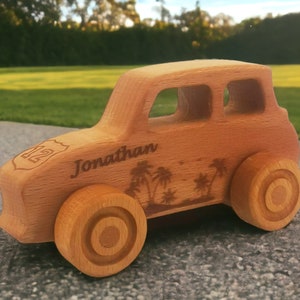 Personalized Wooden Toy Car Birthday Gift For Kids, Customizable Wooden Sports Car Gift for Baby Boy, Personalized Wooden Car Charm