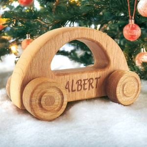 Personalized Wooden Car Birthday Gift for Toddlers, Wooden Toy Car Gift for Boys Christmas, Natural Wooden Toy Car - Baby Shower Gift