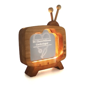 Personalized Doctor Gift: Retro TV Name Plate Desk Lamp