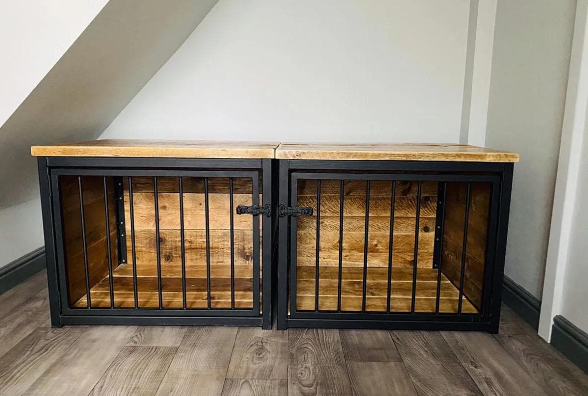 Bespoke Rustic Dog Crate Reclaimed Wood and Steel Handmade in the UK ...